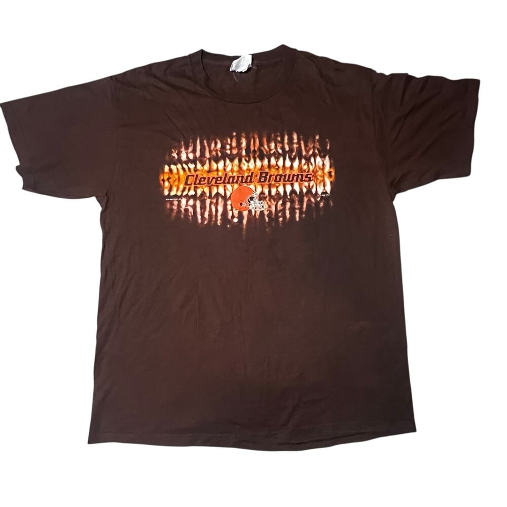 Vintage Y2K Cleveland Browns NFL Football brown graphic logo T-shirt size 2XL